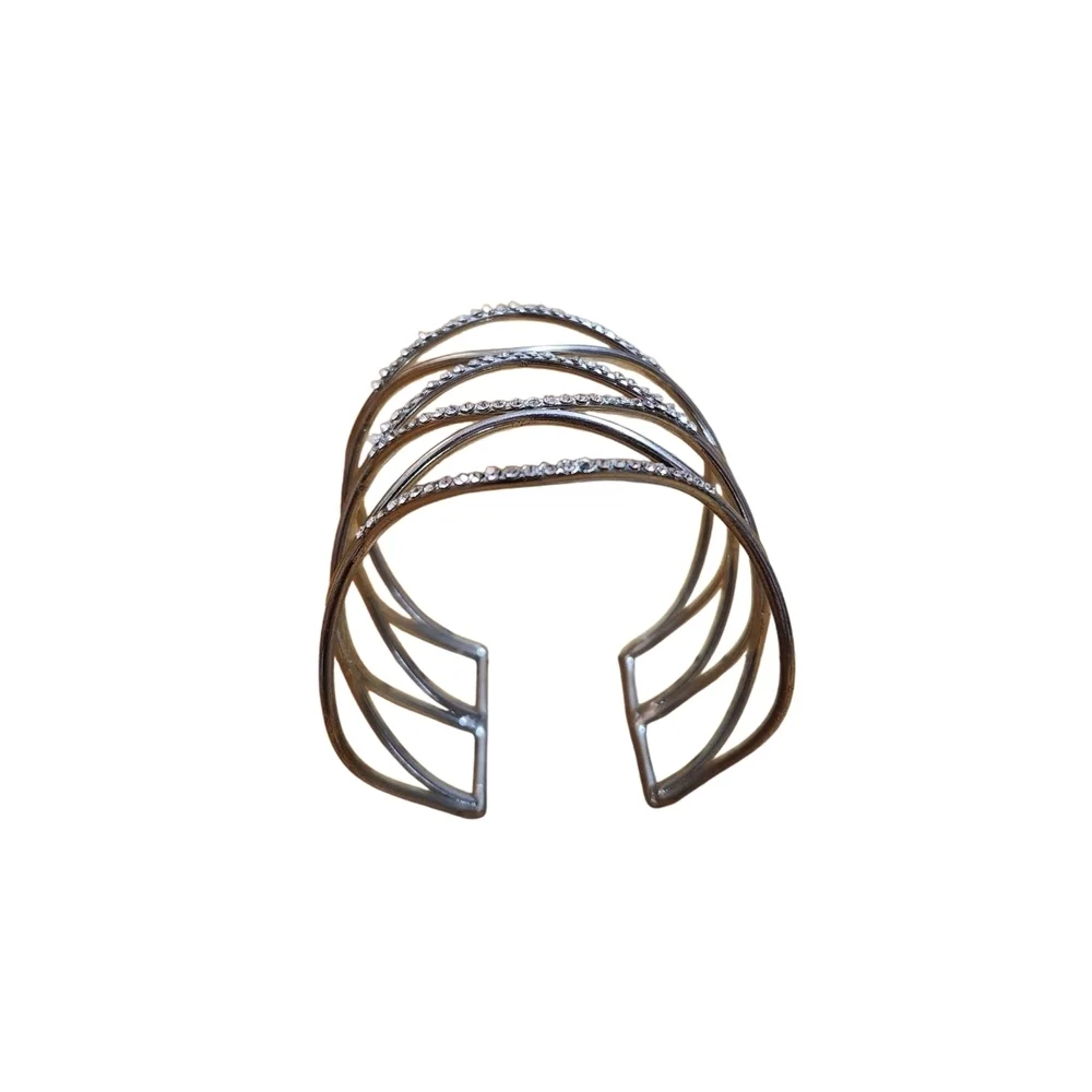 Elegant Silver Wave Cuff Bracelet